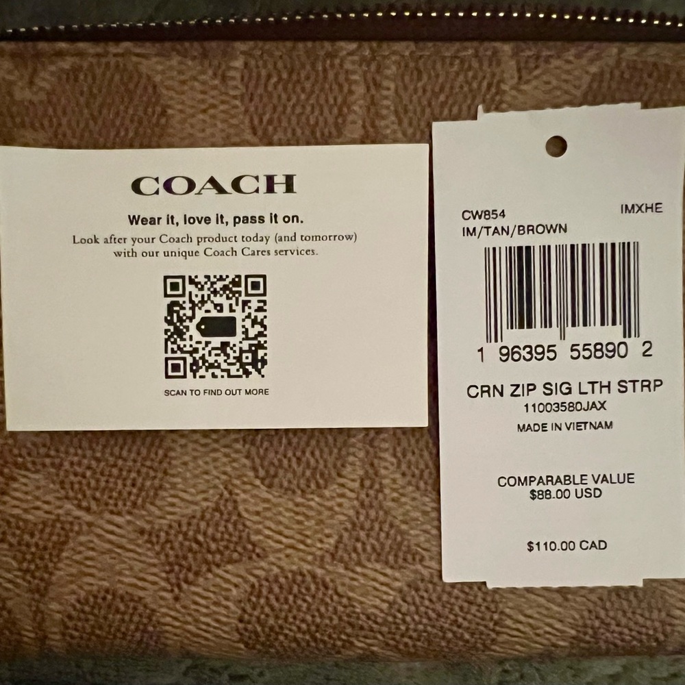 Coach Signature Beige and Brown Wristlet - Picture 10 of 10